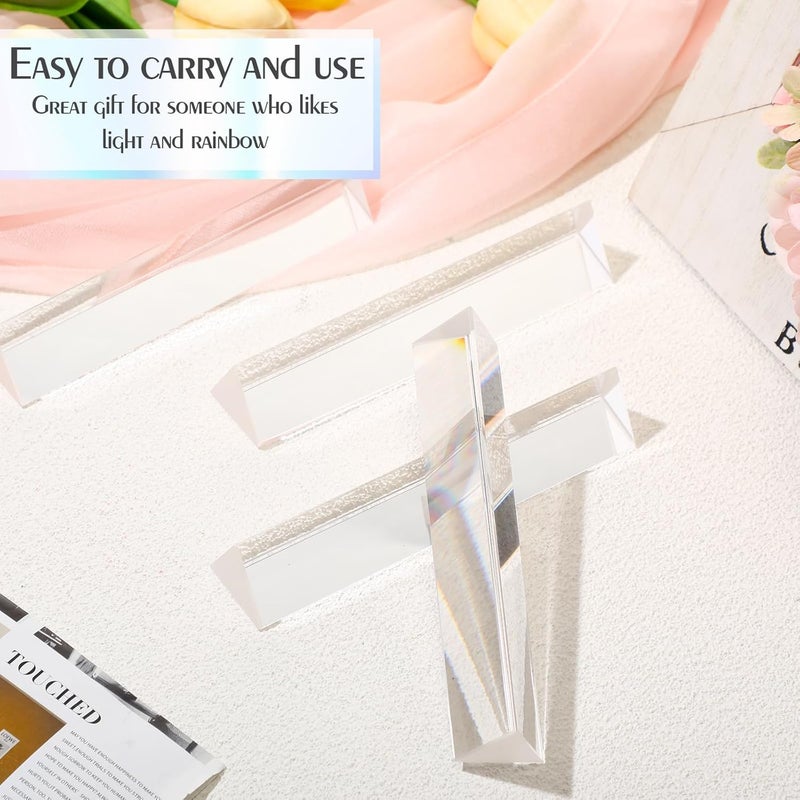 Copkim 4 Pcs Photography Crystal Prisms Optical Triangular Prism for Teaching Photography Kids Science Physics School Supplies(6 Inch) - Image 4